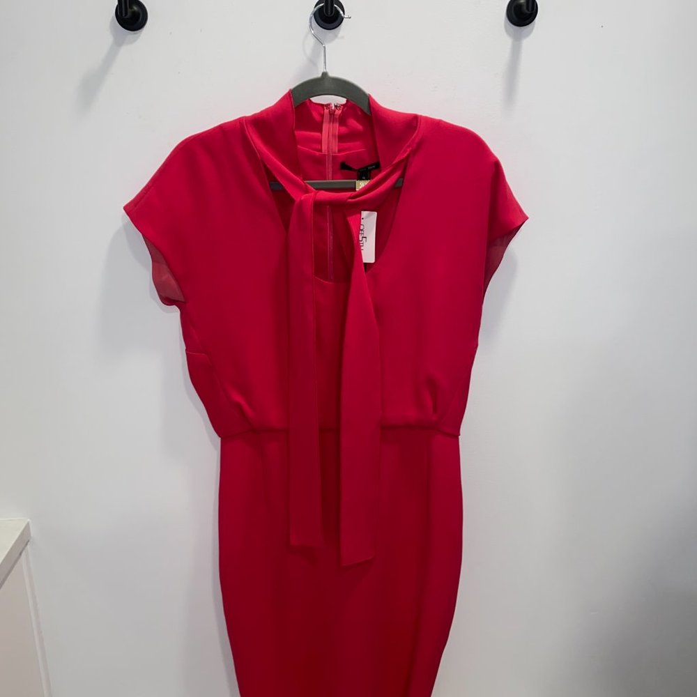 Rachel Roy Bright Pink Tie Neck Dress Size 6 NWT